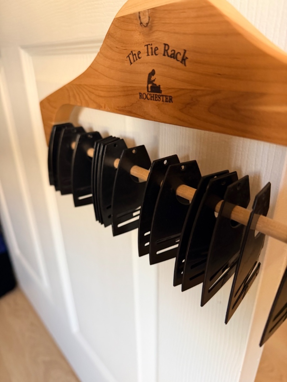 Cedar Wood "The Tie Rack" Closet Scarf or Tie Organizer 20 hooks, 2 slots each